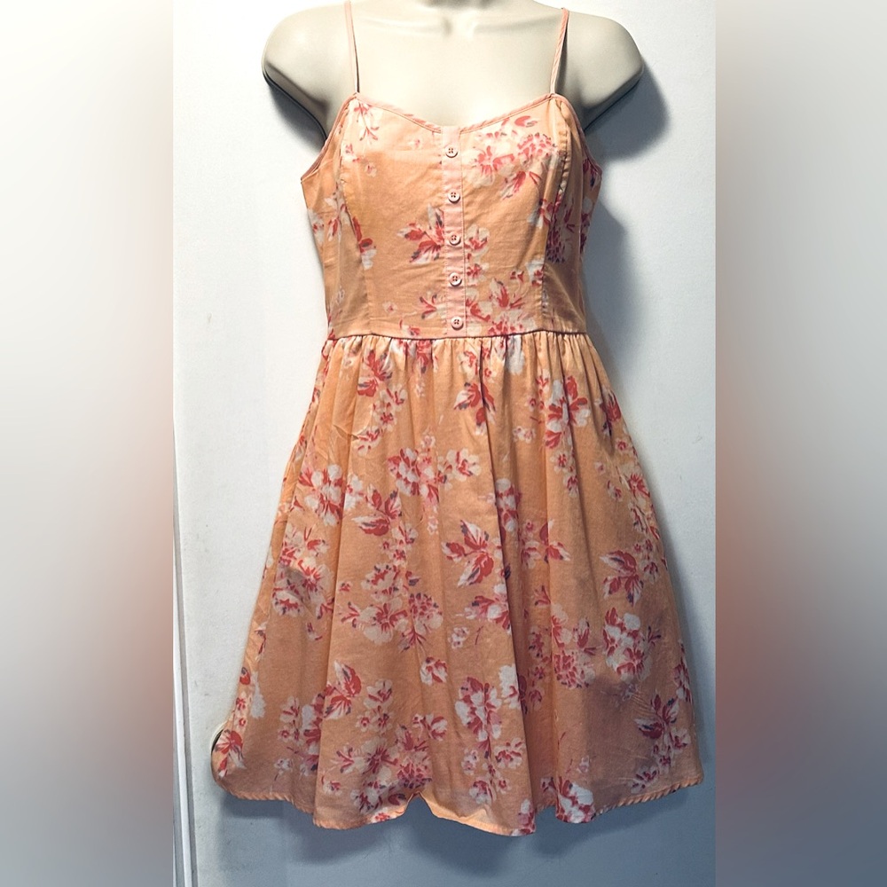 LC Lauren Conrad Peach Floral Mini Dress Sundress-Size 6